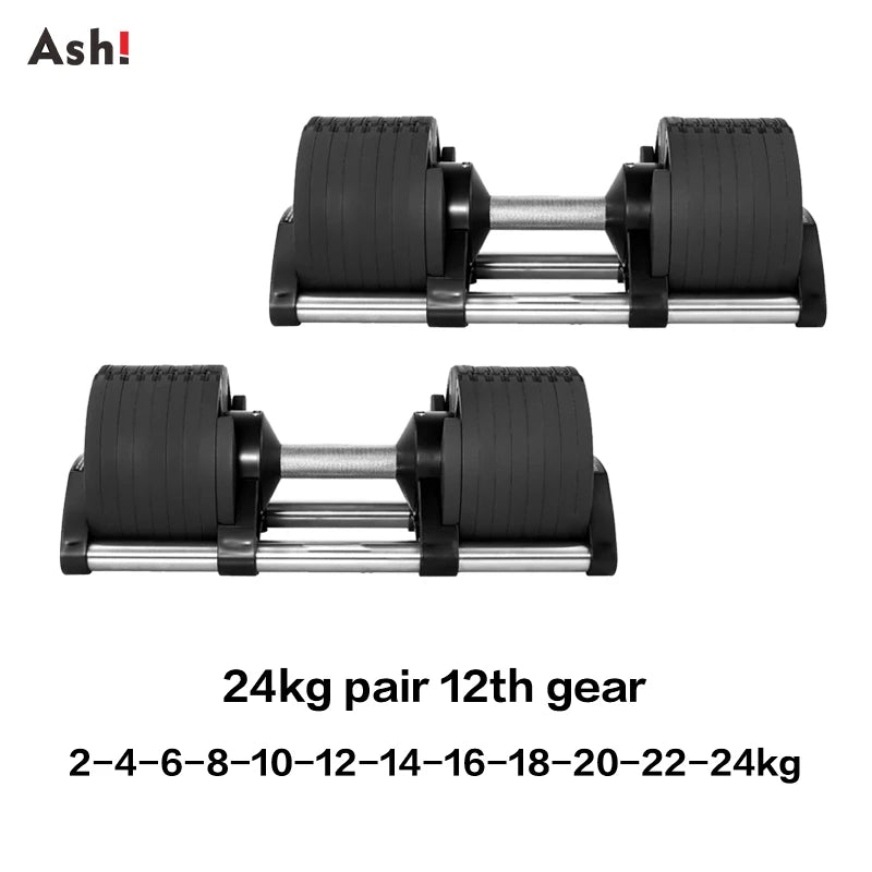 Adjustable Dumbbell Pair 2kg(5lb) or 4kg(9lb) Increase Max 45kg(100lb)