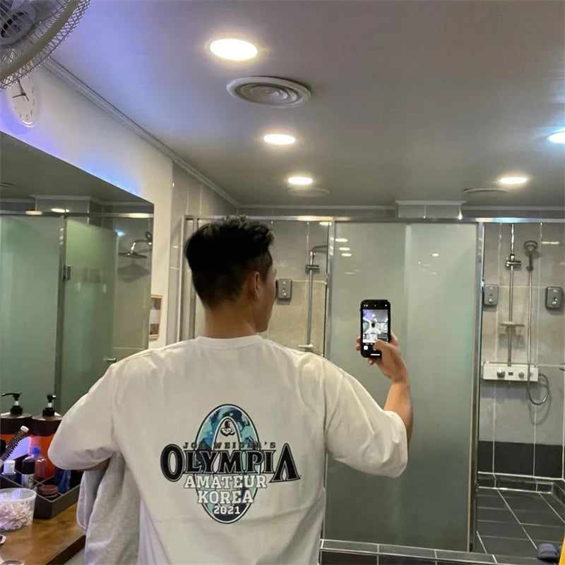 gyms T-shirt Men's Fashion short sleeve Tee Men summer