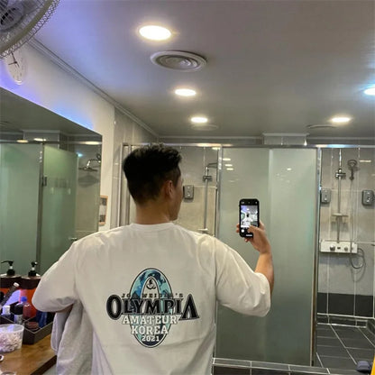 gyms T-shirt Men's Fashion short sleeve Tee Men summer